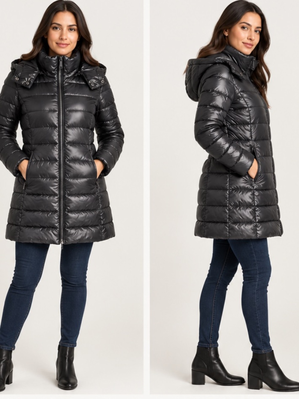 Armani exchange Black Women's Quilted Long Puffer Coat size L